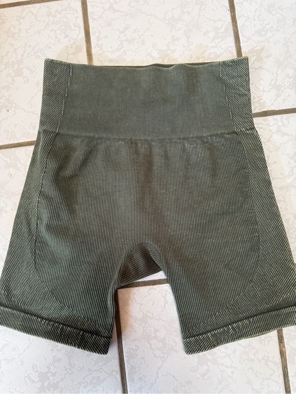 JoyLab High-Waist Ribbed Seamless Shorts - Olive
